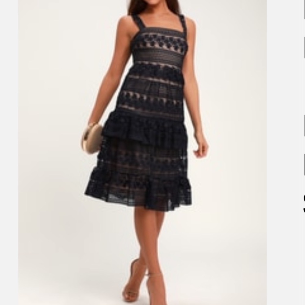 Lace navy dress